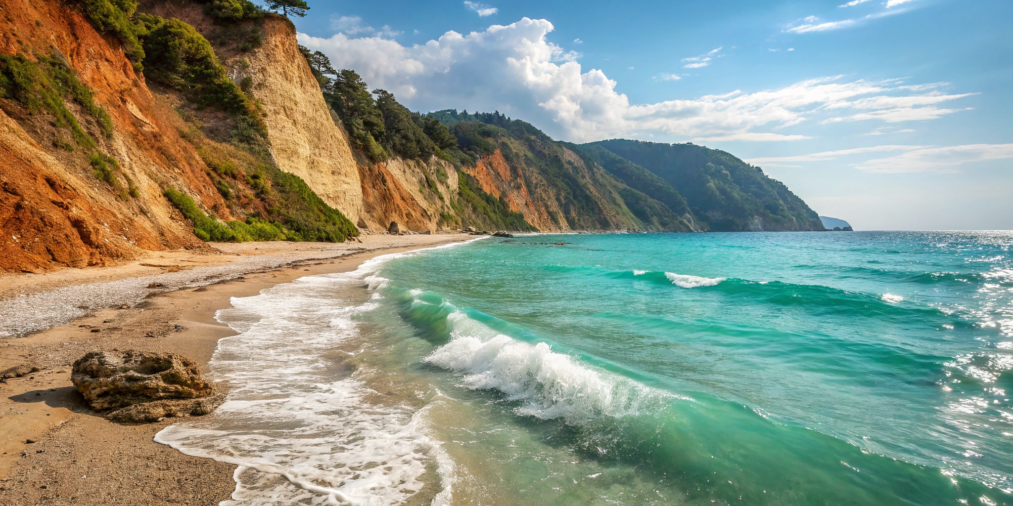Cinematic Black Sea coastline near Batumi — crisp water and dramatic shore